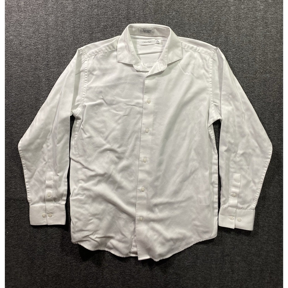 Calvin Klein Boys White Steel Husky Dress Shirt Size L 14/16 CTABB008